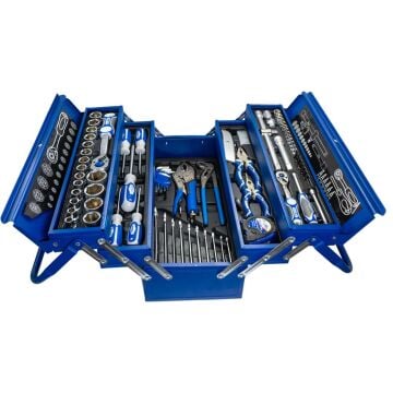 6390 Katlanır 5 Gözlü Dolu Metal Takım Çantası - 81 Parça