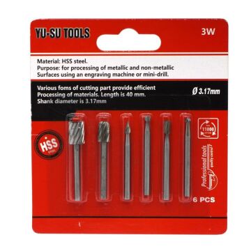 Gravür Oyma Freze Ucu Seti HSS 6 Parça Dremel Uyumlu