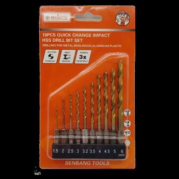 1/4'' Bits Saplı HSS Matkap Uçu Seti 10 Parça