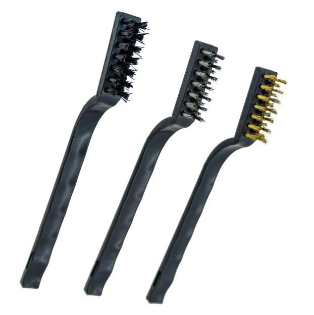 5487 Plastik Saplı Mini Tel Fırça Seti 3 Parça