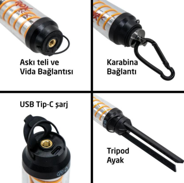 Rox 0265 Ambians Işıklı Şarjlı Kamp Feneri 360 Lümen