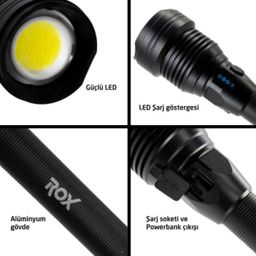 Rox Şarjlı Led Fener 6000 Lümen