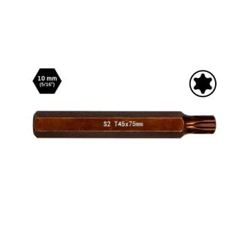 6568 Uzun Torx Bits Uç T45x75 mm (10 mm Saplı)