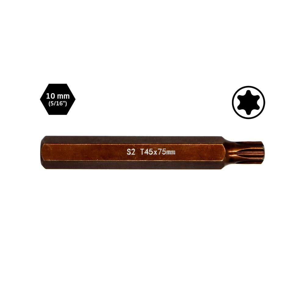 6568 Uzun Torx Bits Uç T45x75 mm (10 mm Saplı)
