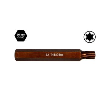 6568 Uzun Torx Bits Uç T45x75 mm (10 mm Saplı)