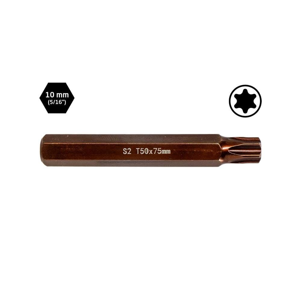 6569 Uzun Torx Bits Uç T50x75 mm (10 mm Saplı)