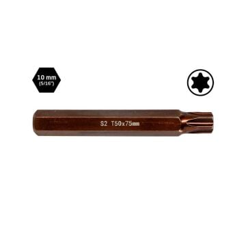 6569 Uzun Torx Bits Uç T50x75 mm (10 mm Saplı)