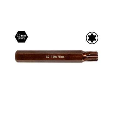 6569 Uzun Torx Bits Uç T50x75 mm (10 mm Saplı)