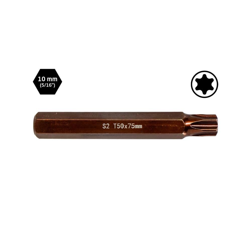 6569 Uzun Torx Bits Uç T50x75 mm (10 mm Saplı)