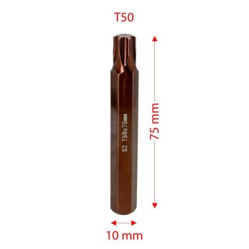 6569 Uzun Torx Bits Uç T50x75 mm (10 mm Saplı)