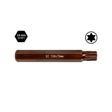 6569 Uzun Torx Bits Uç T50x75 mm (10 mm Saplı)