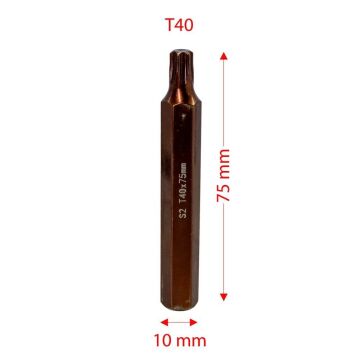 6567 Uzun Torx Bits Uç T40x75 mm (10 mm Saplı)