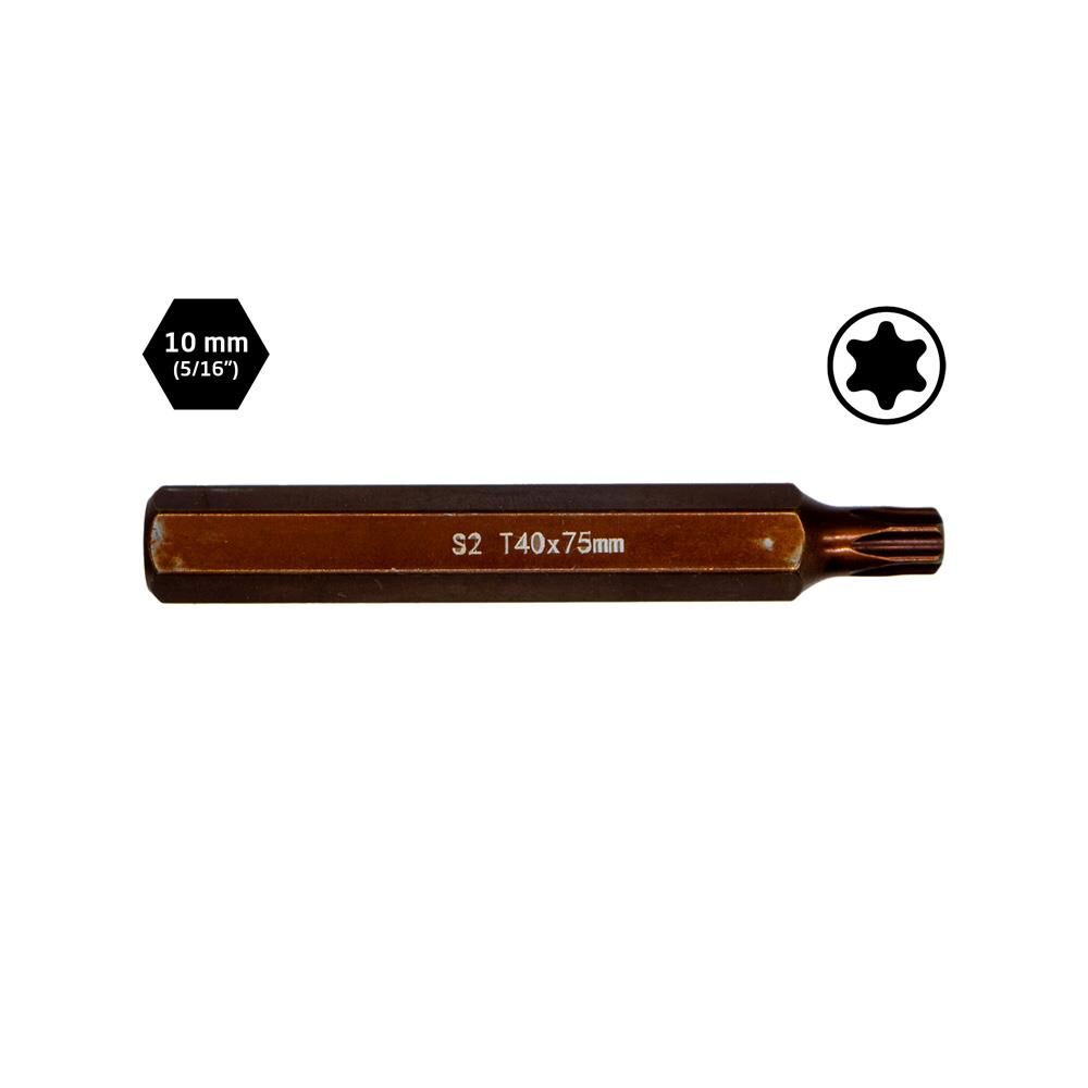 6567 Uzun Torx Bits Uç T40x75 mm (10 mm Saplı)