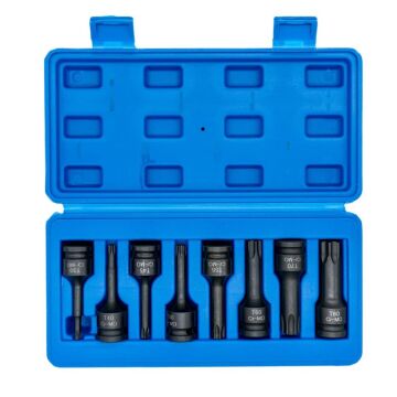 NEXON 6018 Havalı Lokmalı Altı Köşe Torx Alyan Takım 1/2'' Uzun 8 Parça