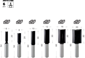 BOSCH 8 mm Saplı Profesyonel Ahşap Freze Bıçak Seti 6 Parça (2607017466)