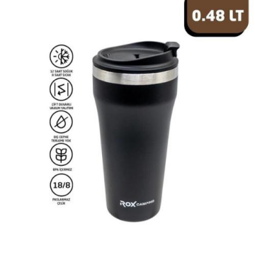 Rox Camping 0190 Kahve Termosu 0.48 Lt - Siyah