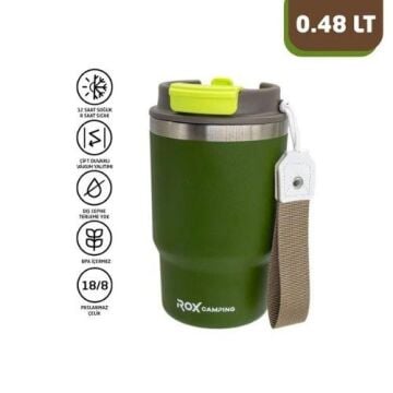 Rox Camping 0194 Pipetli Kahve Termosu 0.48 Lt - Yeşil
