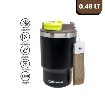 Rox Camping 0193 Pipetli Kahve Termosu 0.48 Lt - Siyah