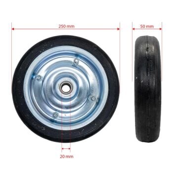 Yük Taşıma Dolgu Lastik Teker Çelik Saç Jant 250 x 50 mm
