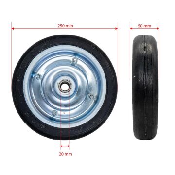 Yük Taşıma Dolgu Lastik Teker Çelik Saç Jant 250 x 50 mm