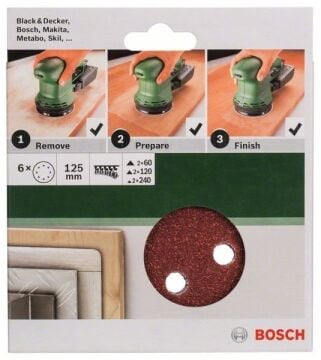 BOSCH 125 mm Yuvarlak Cırtlı Zımpara Kağıdı Seti 6 Adet (2609256A28)