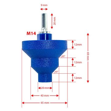 6540 Granit Mermer Seramik Kademeli Delme Taşlama Pah Pançı 20/40/65 mm