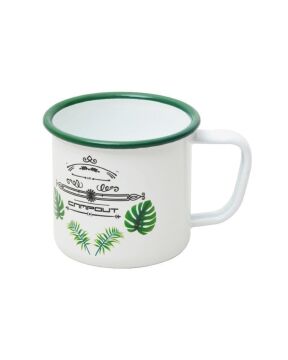 NURGAZ Campout Emaye Kupa Bardak (Beyaz-Karavan)