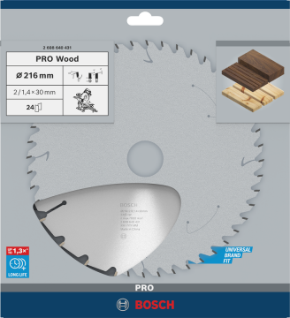 BOSCH Pro Wood 216 mm 24 Diş Ahşap Elmas Daire Testere Bıçağı