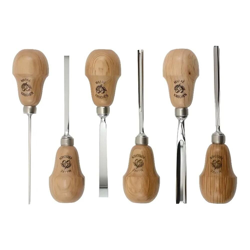 Kirschen 5696000 Ahşap Oyma Iskarpela Seti Avuç İçi Armut Saplı 6 Parça