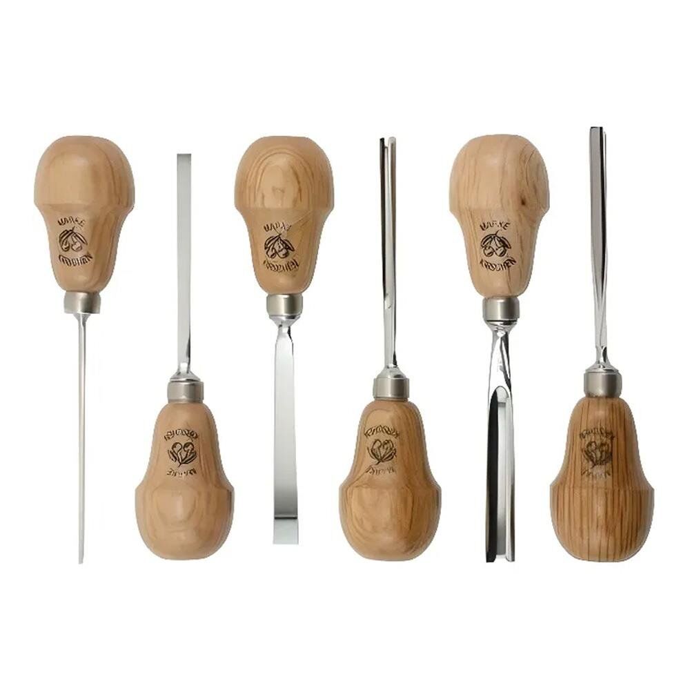 Kirschen 5696000 Ahşap Oyma Iskarpela Seti Avuç İçi Armut Saplı 6 Parça