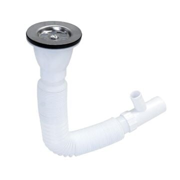 Körüklü Lavabo Sifonu Çamaşır Bulaşık Makine Çıkışlı Ø32mm