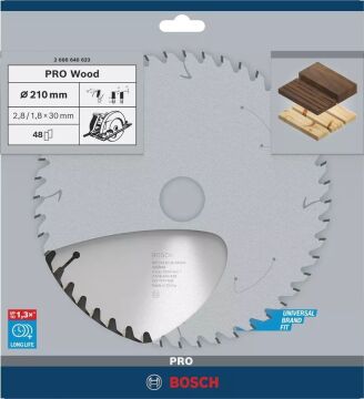 BOSCH Pro Wood 210 mm 48 Diş Ahşap Daire Testere Bıçağı