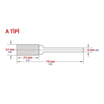 Tungsten Karbür Kalıpçı Freze A Formu 12x25 mm (Sap: 6mm)