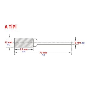 Tungsten Karbür Kalıpçı Freze A Formu 12x25 mm (Sap: 6mm)