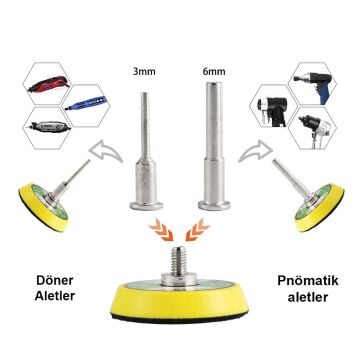 6385 Pimli Mini Cırt Zımpara Taban Seti Gravür ve Matkap Uyumlu 4 Parça