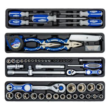 6390 Katlanır 5 Gözlü Dolu Metal Takım Çantası - 81 Parça