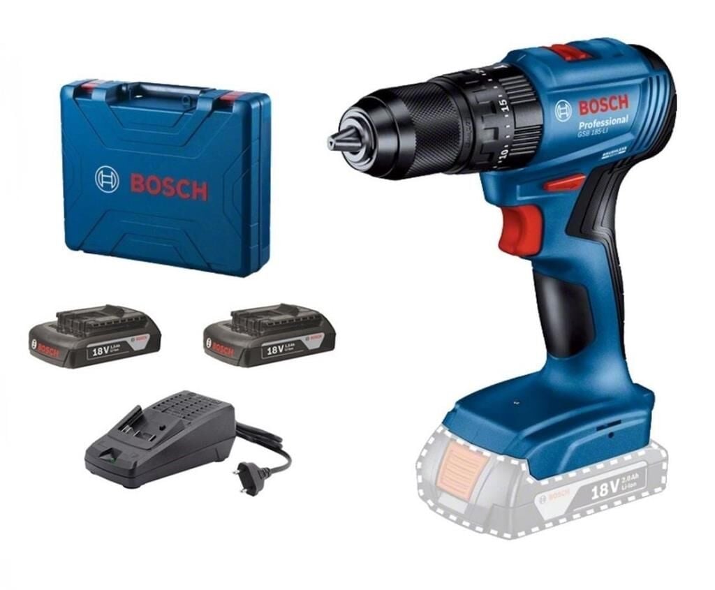 BOSCH GSB 185-LI Darbeli Şarjlı Matkap 18 Volt Çift Akülü