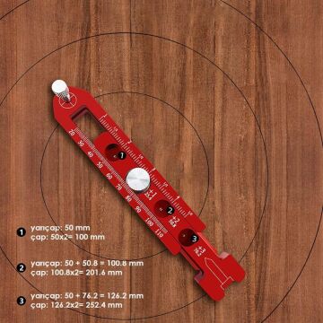 Rox Wood 0165 Ahşap İçin Alüminyum Dairesel İşaretleme Cetveli