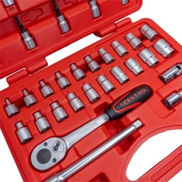İzeltaş 3/8'' 6 Köşe Lokma Anahtar ve Lokmalı Allen Set 35 Parça