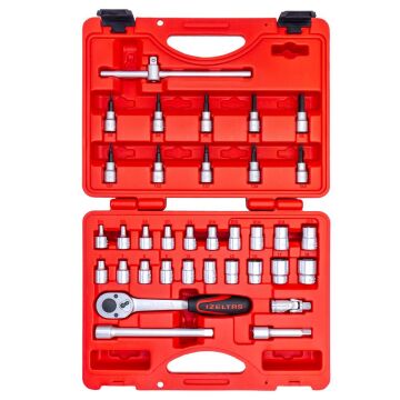 İzeltaş 3/8'' 6 Köşe Lokma Anahtar ve Lokmalı Allen Set 35 Parça