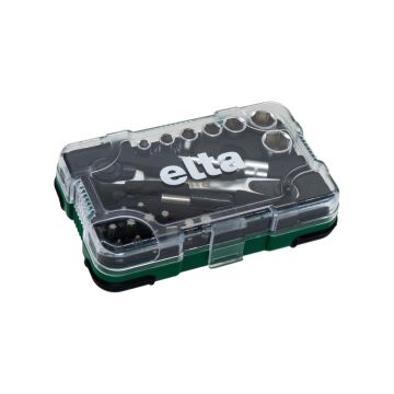 Elta 1/4'' Altıköşe Cırcırlı Lokma Anahtar ve Bits Uç Seti 23 Parça