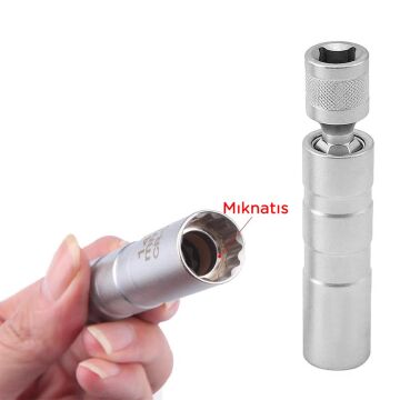 6361 Mıknatıslı Oniki Köşe Mafsallı 3/8'' Buji Lokması 14 mm