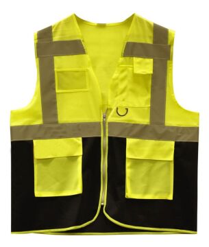 Mühendis İkaz Yeleği Reflektörlü Sarı-Lacivert - XXL