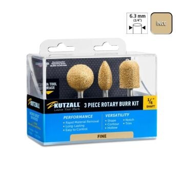 Kutzall 14FKIT01 İnce Diş Ahşap Törpü Seti 3 Parça (Sap: 6.3mm)