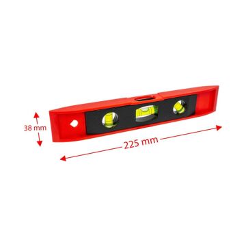 6474 PVC Mini Mıknatıslı Su Terazisi 225 mm (3 Tüplü)