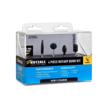 Kutzall 18XKIT01 Ekstra Kalın Diş Ahşap Törpü Seti 4 Parça