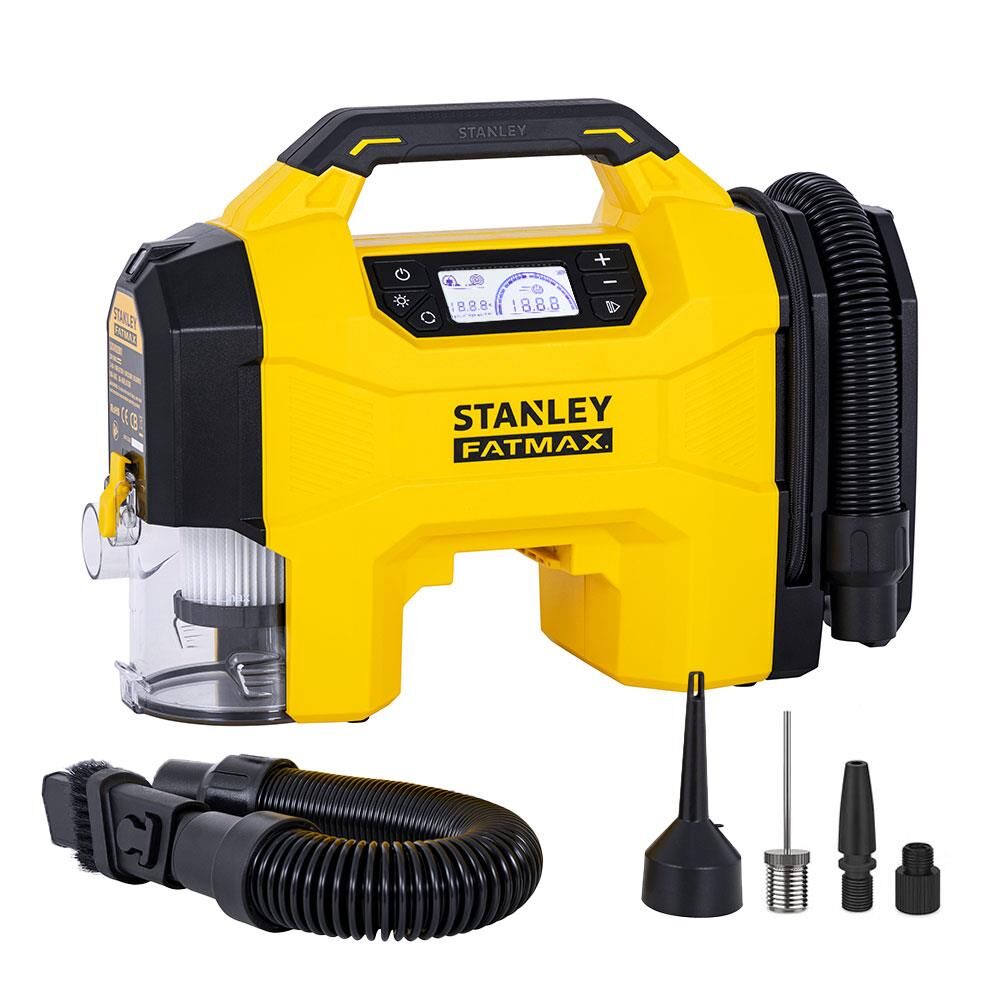 STANLEY SXVI02001 12V/18V 160 PSI Dijital Göstergeli Lastik&Yatak Şişirme+Araç Süpürgesi (Akü Dahil Değildir) SXVI02001