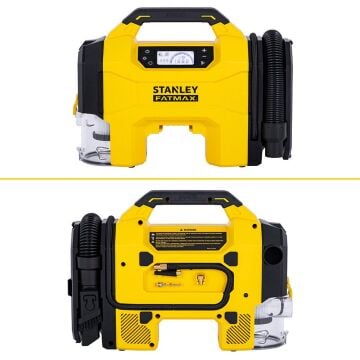 STANLEY SXVI02001A 12V/18V 2Ah Li-ion Şarjlı 160 PSI Dijital Göstergeli Lastik&Yatak Şişirme Pompası+Araç Süpürgesi