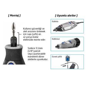 Kutzall 18FKIT02 İnce Diş Detay Ahşap Törpü Seti 4 Parça (Sap: 3.1mm)