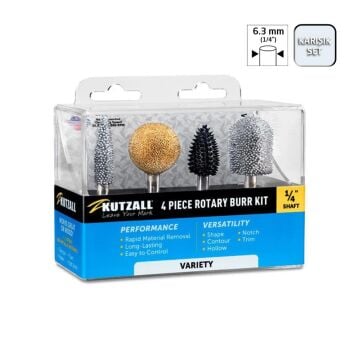 Kutzall 18VKIT01 Karışık Ahşap Törpü Seti 4 Parça (Sap: 6.3mm)